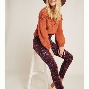 Anthropologie corduroy maroon patterned pants NWOT